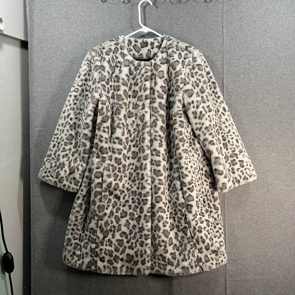 Dennis by Dennis Basso Women's Winter Coat Sheared Faux Fur Leopard Size Medium